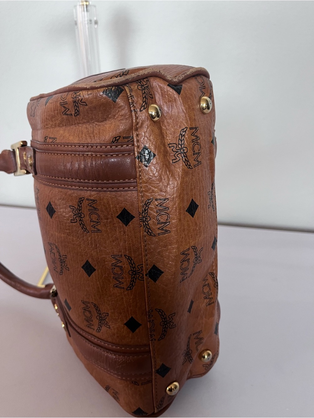 MCM SMALL COGNAC VISETOS BOSTON BAG. - Picture 8 of 13